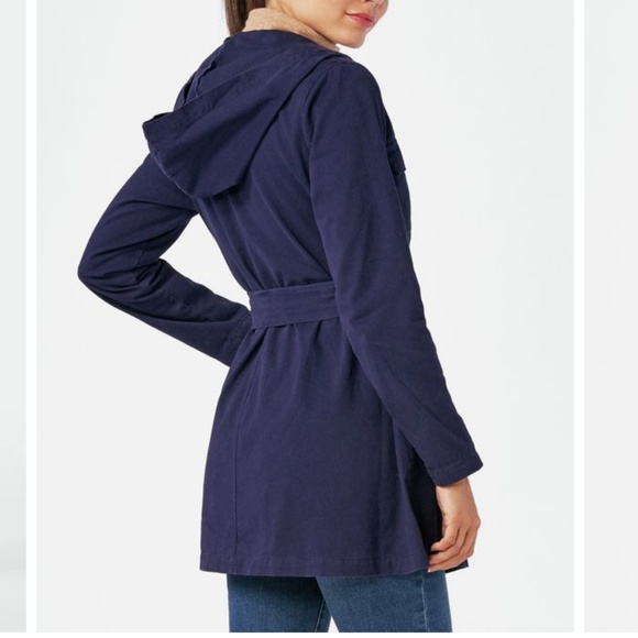 JustFab A-Line Parka Jacket With Hood Dark Indigo - Picture 3 of 8